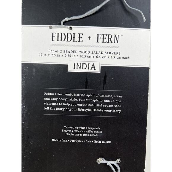 Fiddle + Fern Beaded Wooden Salad‎ Servers 12" - Picture 5 of 5